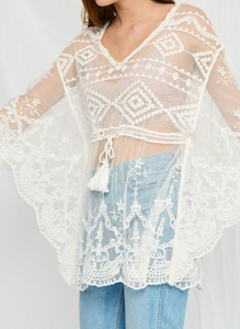 Elite White Lace Cover Up