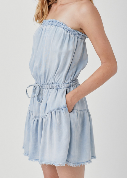 Sky Denim Tube Mini Dress