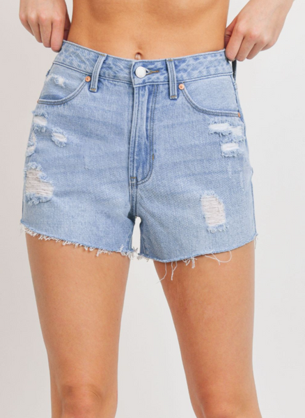 Scattered Distressed Highrise Shorts