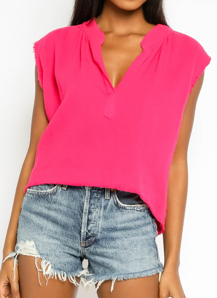 Chelsea Cotton Frayed Tank