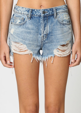 Sofie Distressed High Rise Shorts