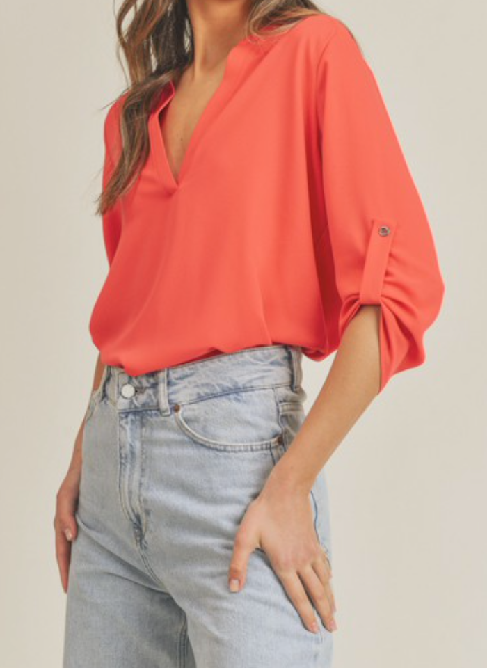 Hope V Neck 3/4 Slv Top