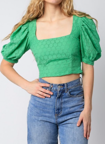 Mara Eyelet Puff Sleeve Top