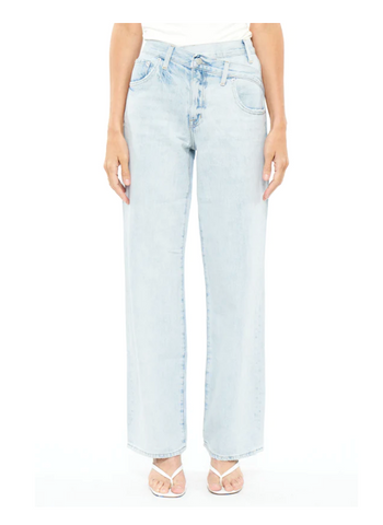 Bobbie Crossover Button Wide Leg Jeans