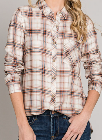 Jay Buttoned Down Plaid Top