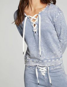 Lacey Lace Up Long Sleeve Pullover