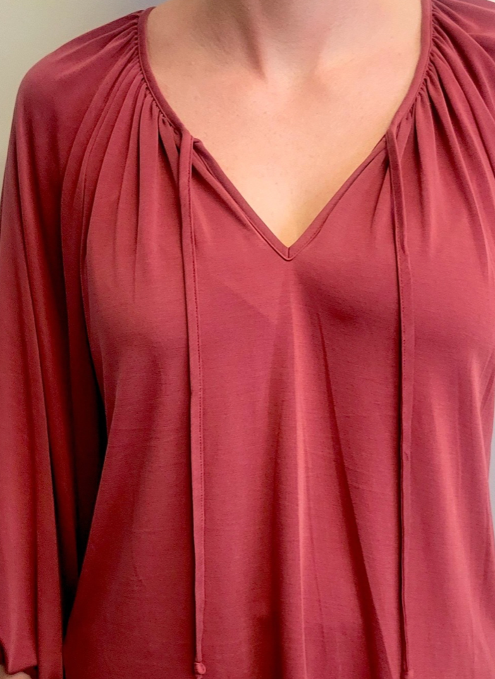 Ellie Cupro Tie Front LS Top