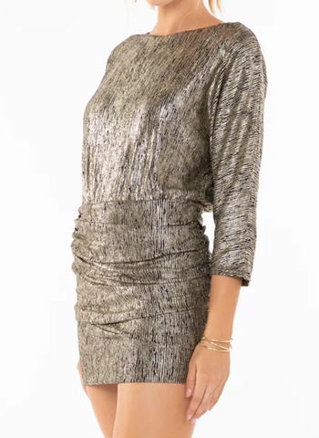 Estelle Metallic Ruched Dress