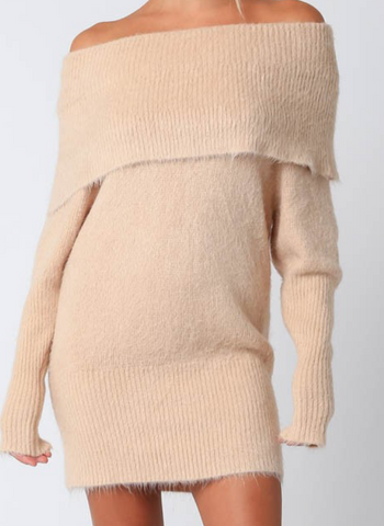 Jessy Cozy Off Shoulder Sweater Dress