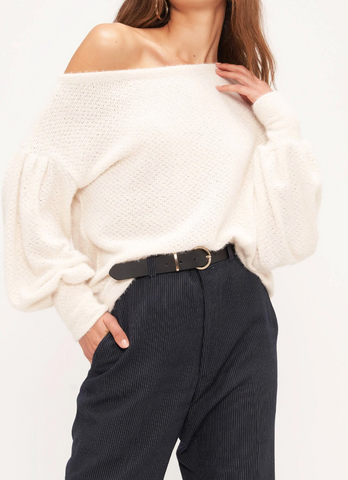 Dita Chenille Off Shoulder Knit Sweater