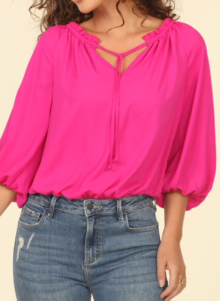 Cerise Raglan Banded Top