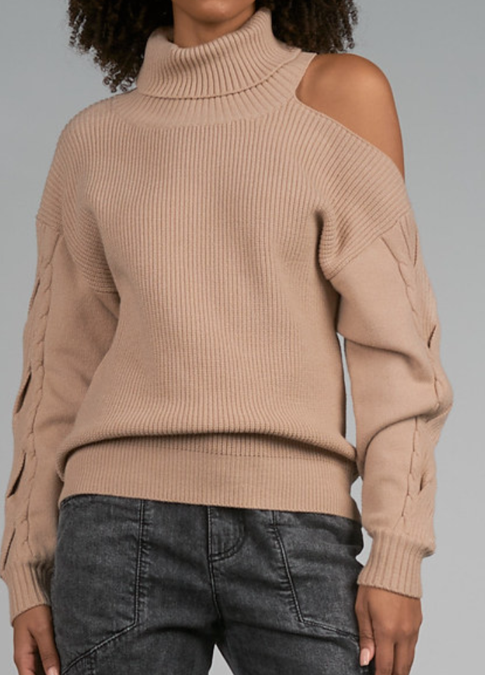 Isabelle Shoulder Cutout Turtle Neck Sweater