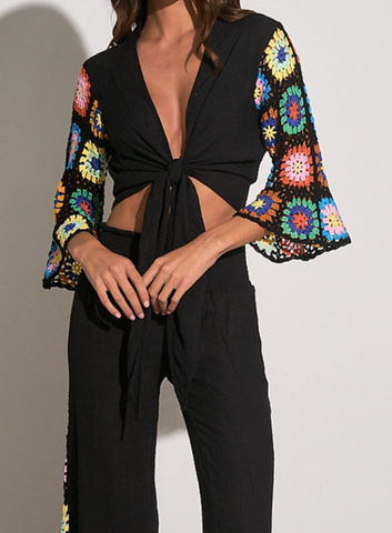 Carrie Crochet Tie Front Top