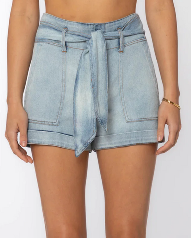 Riley Soft Denim Belted Shorts