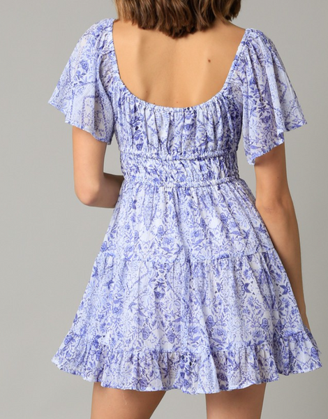 Kayla Tie Front Flutter Sleeve Dress