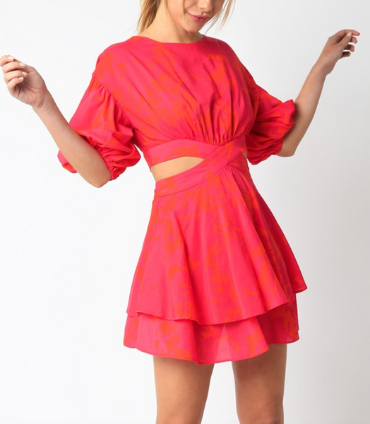 Kylee Tie Back Bubble  Sleeve Mini Dress
