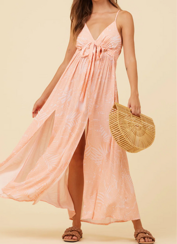 Maui Cutout Tie Front Maxi Dress