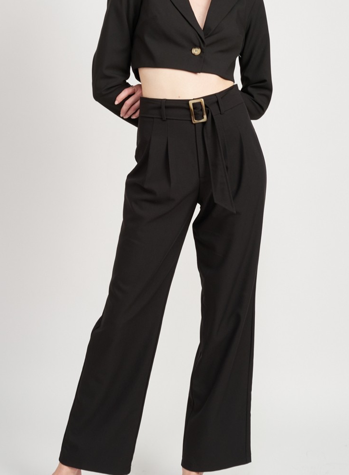 Sloane Pleated Belted Pants