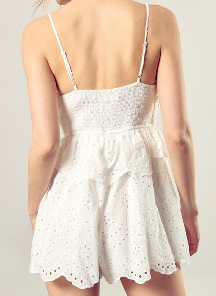 Evie Eyelet Scallop Hem Romper